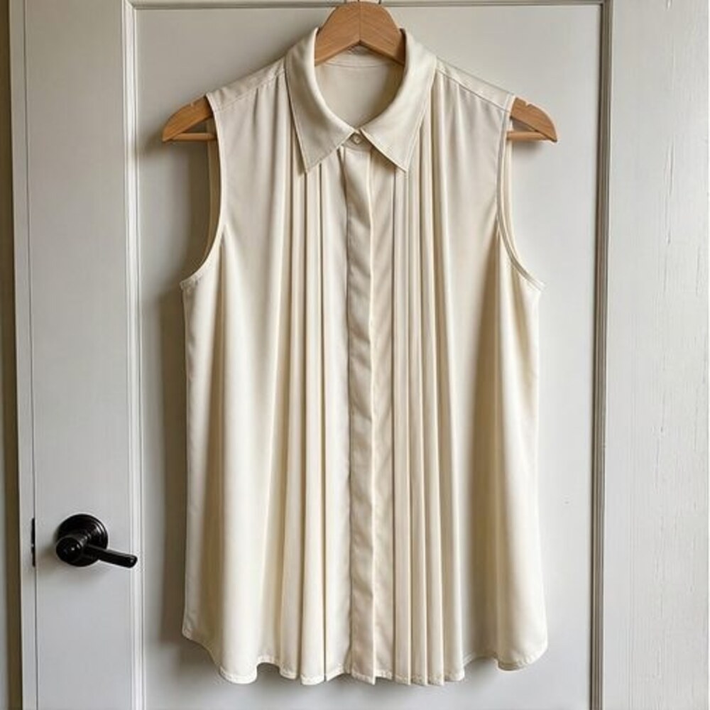 Cream Pleated Blouse